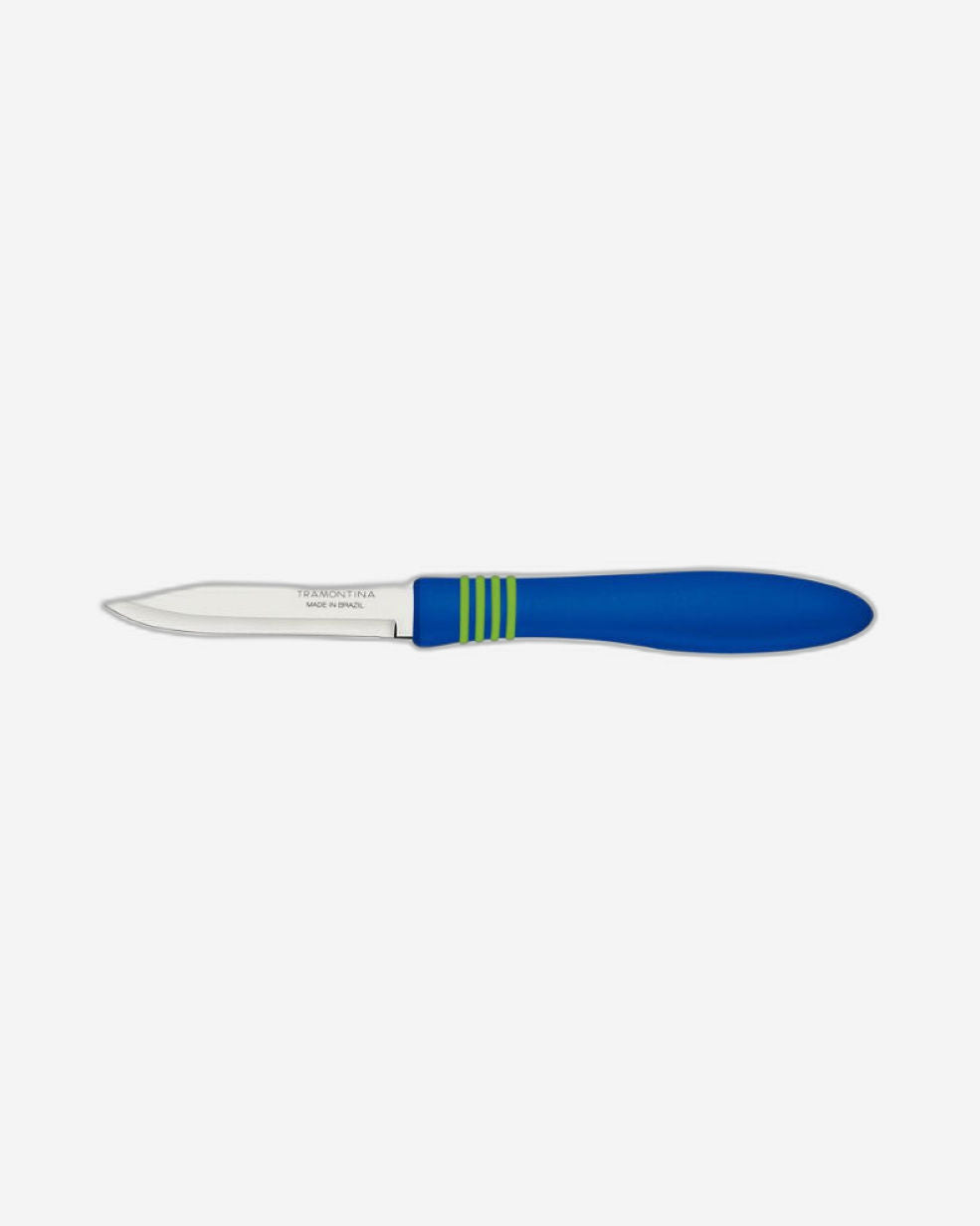 Tramontina Cor & Cor Vegetable and Fruit Knife with Stainless-Steel Blades and Blue Polypropylene Handles, 3"