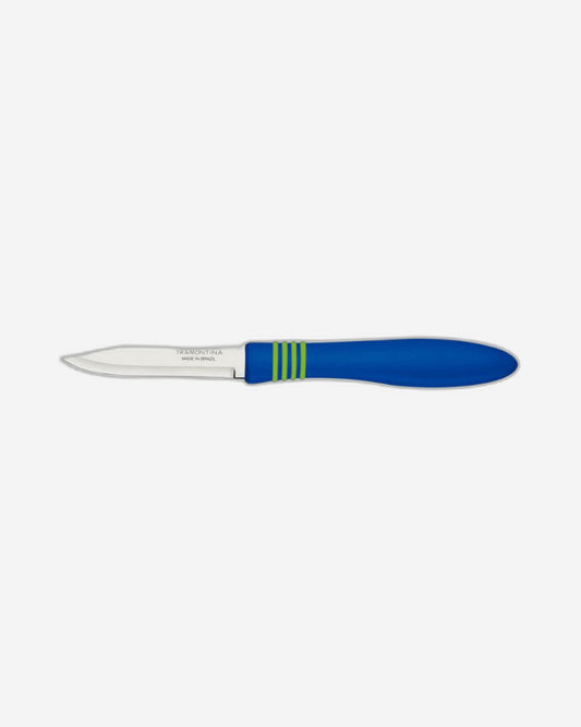 Tramontina Cor & Cor Vegetable and Fruit Knife with Stainless-Steel Blades and Blue Polypropylene Handles, 3"