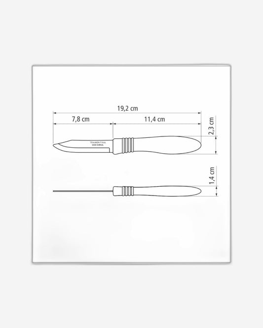 Tramontina Cor & Cor Vegetable and Fruit Knife with Stainless-Steel Blades and Red Polypropylene Handles, 3"