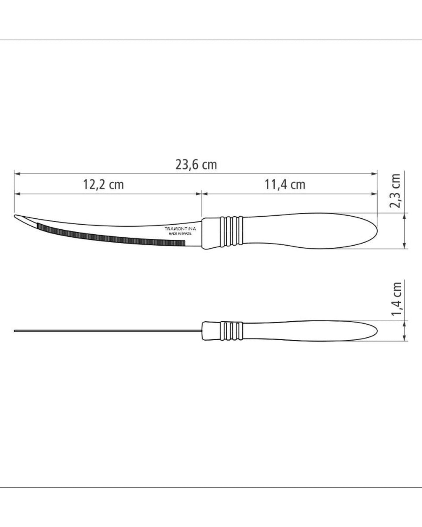 Tramontina Cor & Cor 5" Tomato Knife with Stainless-Steel Blade and Blue Polypropylene Handle