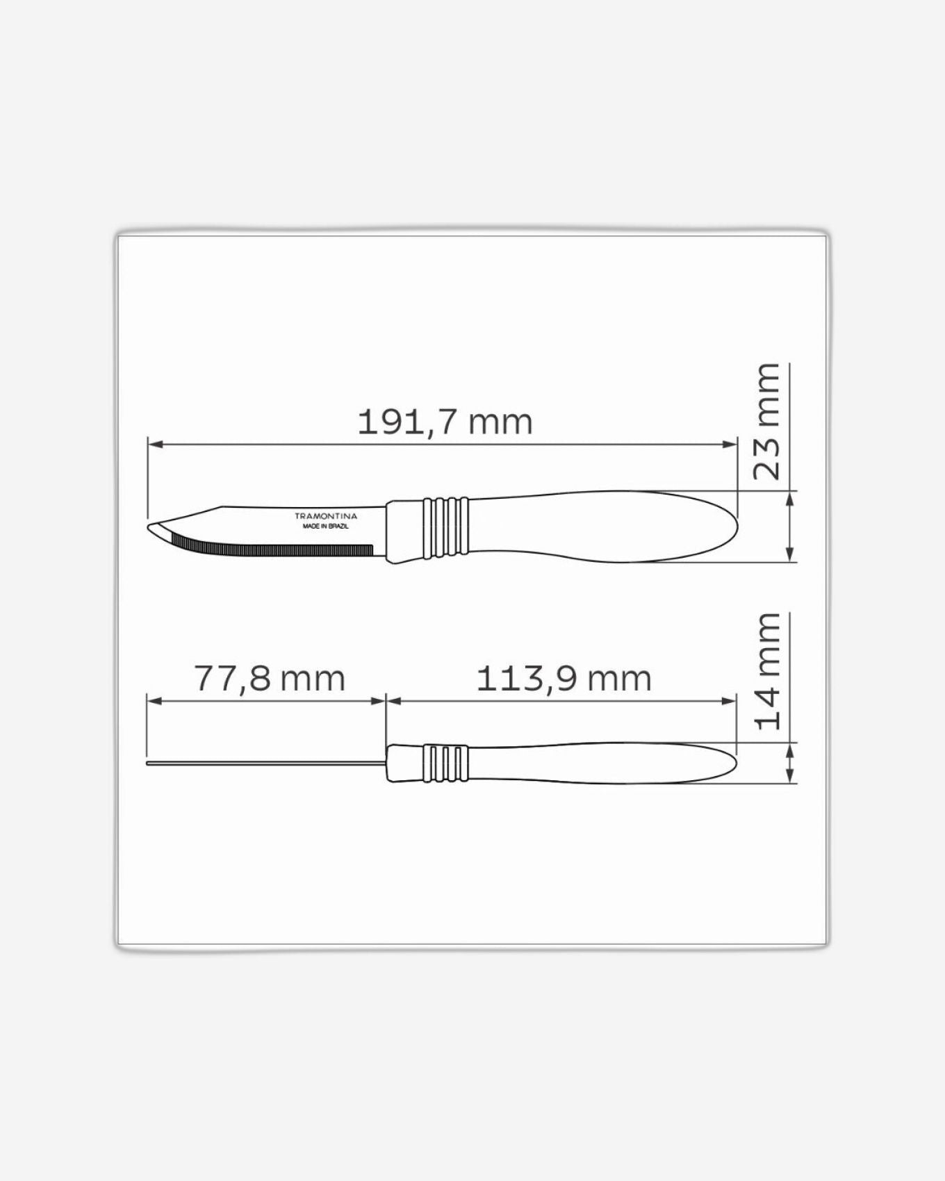 Tramontina Cor&Cor 3" Vegetable and Fruit Knife with Stainless-Steel Blade and Blue Polypropylene Handle