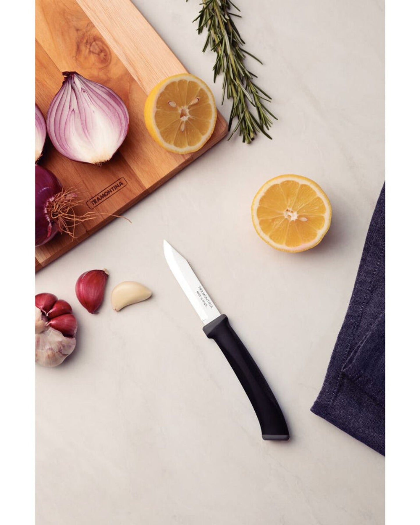 Tramontina Felice 2-Piece Vegetable and Fruit Knife Set with Stainless-Steel Blades and Black Polypropylene Handles