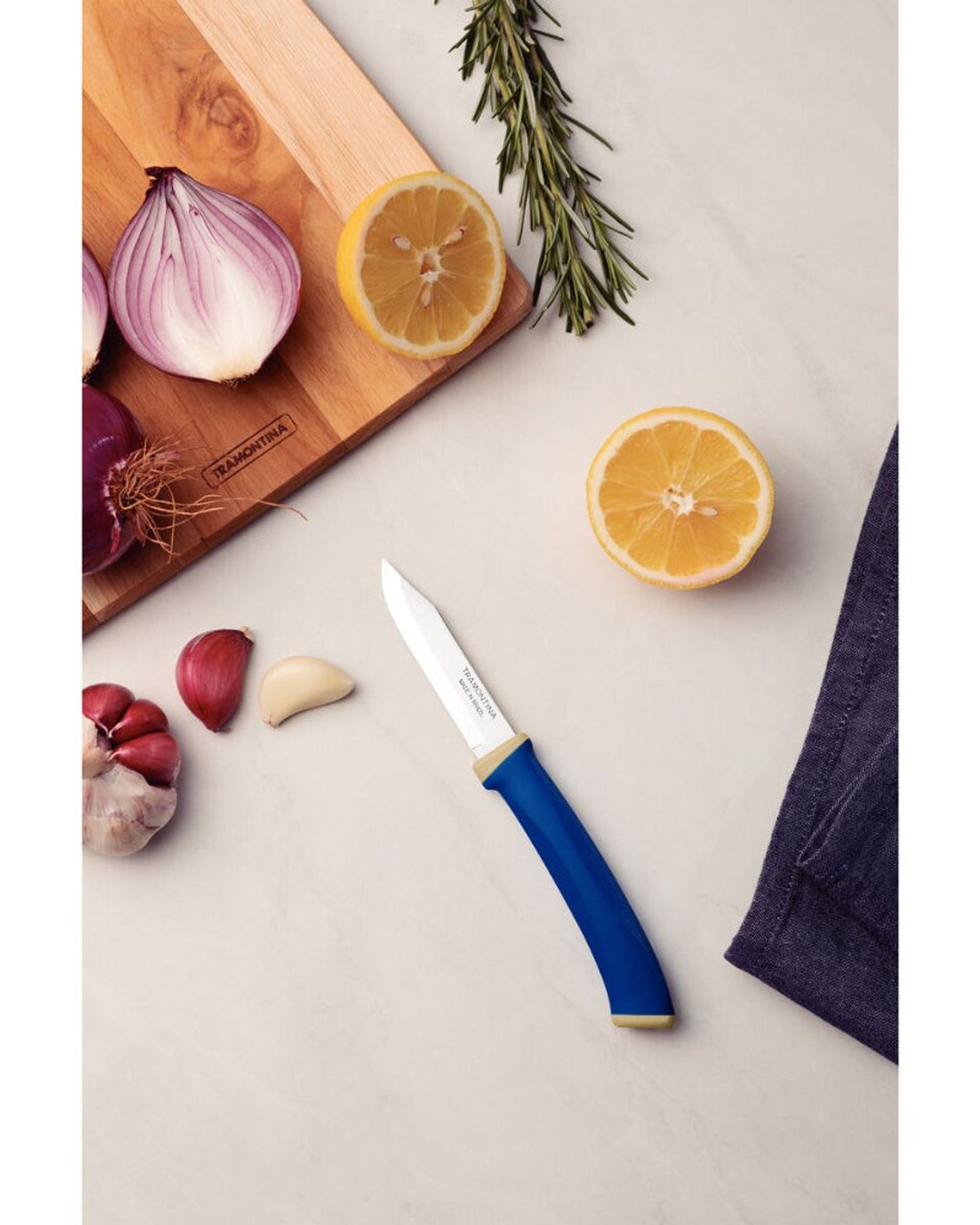 Tramontina Felice 2-Piece Vegetable and Fruit Knife Set with Stainless-Steel Blades and Blue Polypropylene Handles