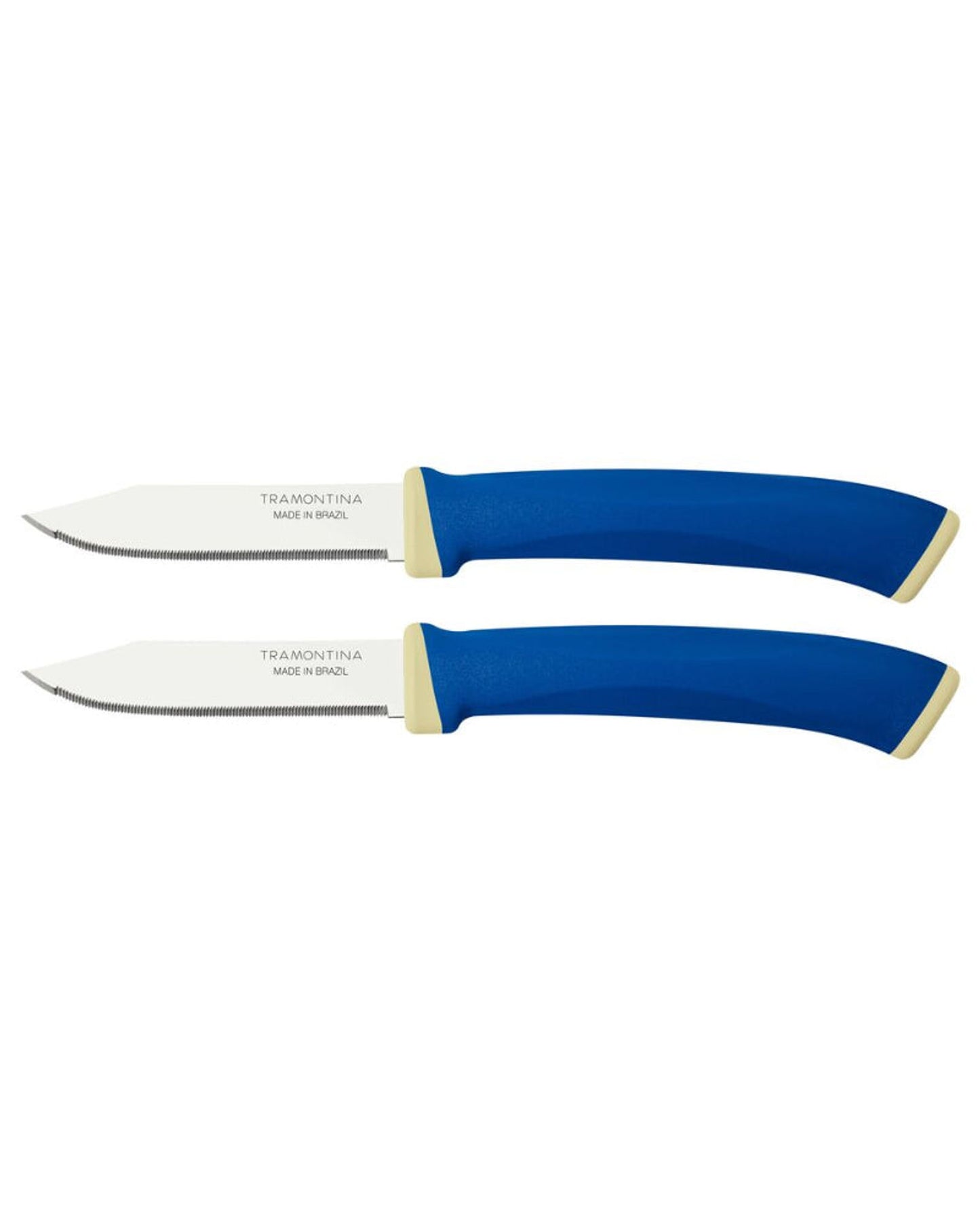 Tramontina Felice 2-Piece Set of Vegetable and Fruit Knives with Stainless-Steel Blades and Blue Polypropylene Handles