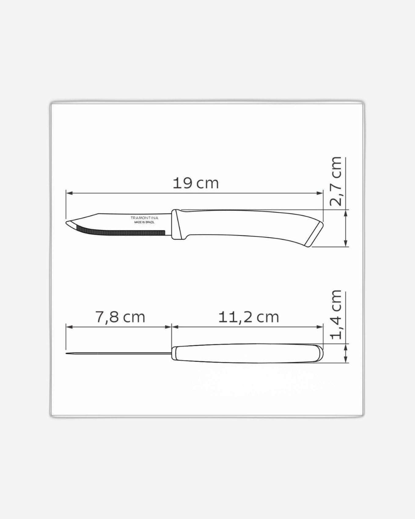 Tramontina Felice 2-Piece Set of Vegetable and Fruit Knives with Stainless-Steel Blades and Blue Polypropylene Handles