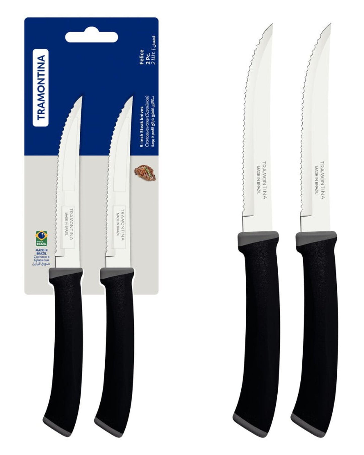 Tramontina Felice Steak Knife Set 2Pc Black