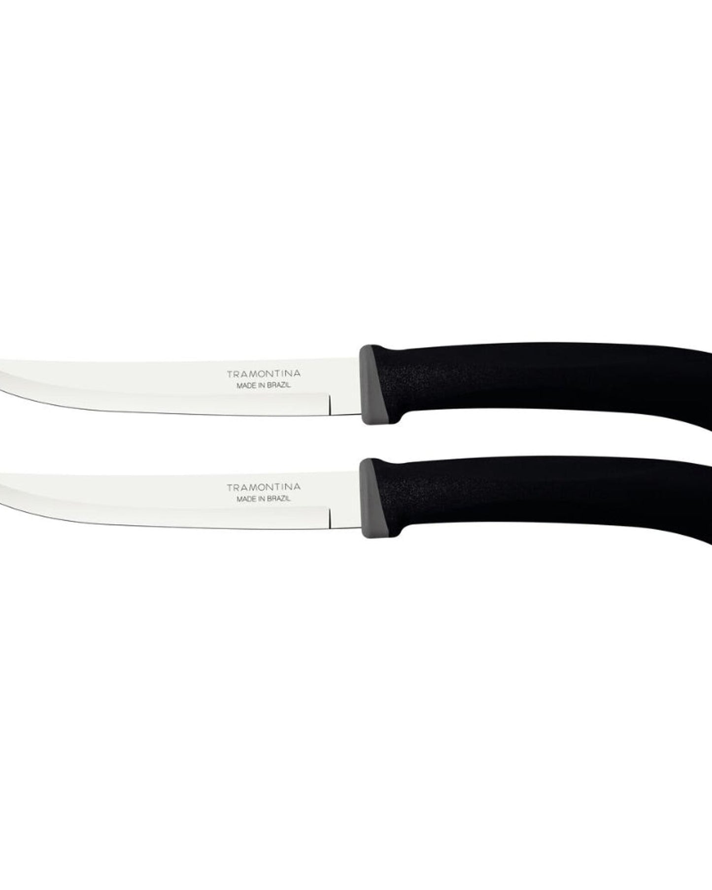 Tramontina Felice 2-Piece Steak Knife Set with Stainless-Steel Blades, Plain Edges and Black Polypropylene Handles