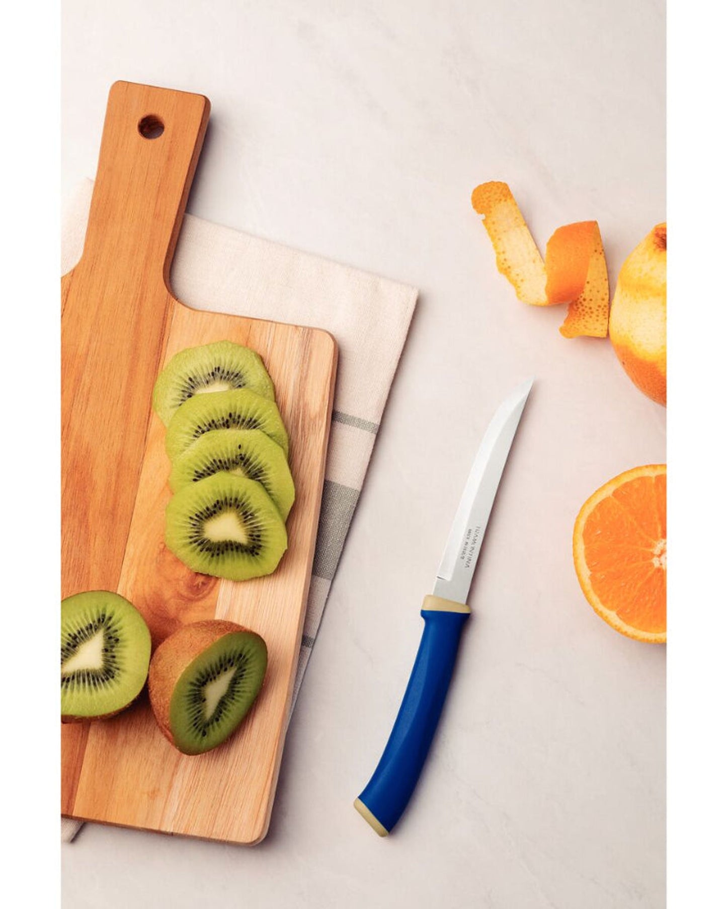 Tramontina Felice 2-Piece Steak Knife Set with Stainless-Steel Blades, Plain Edges and Blue Polypropylene Handles