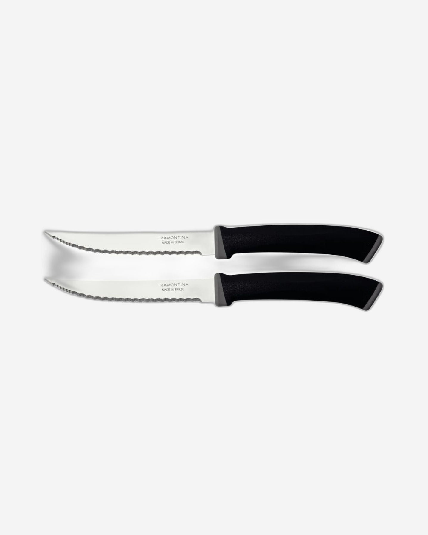 Tramontina Felice 2-Piece Steak Knife Set with Stainless-Steel Blades, Micro-Serrated Edges and Black Polypropylene Handles