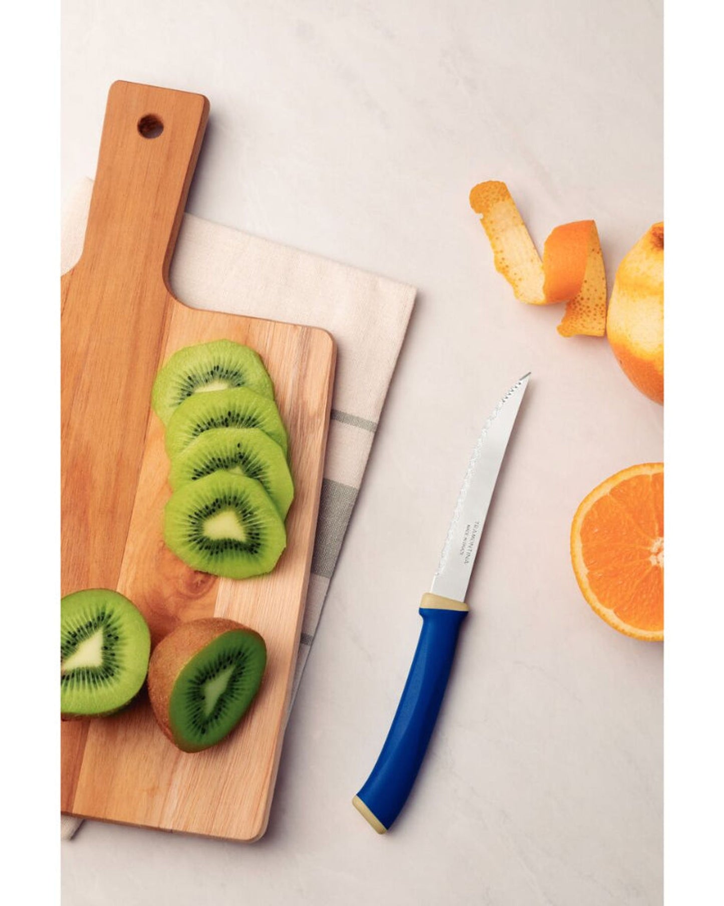 Tramontina Felice 2-Piece Steak Knife Set with Stainless-Steel Blades, Micro-Serrated Edges and Blue Polypropylene Handles