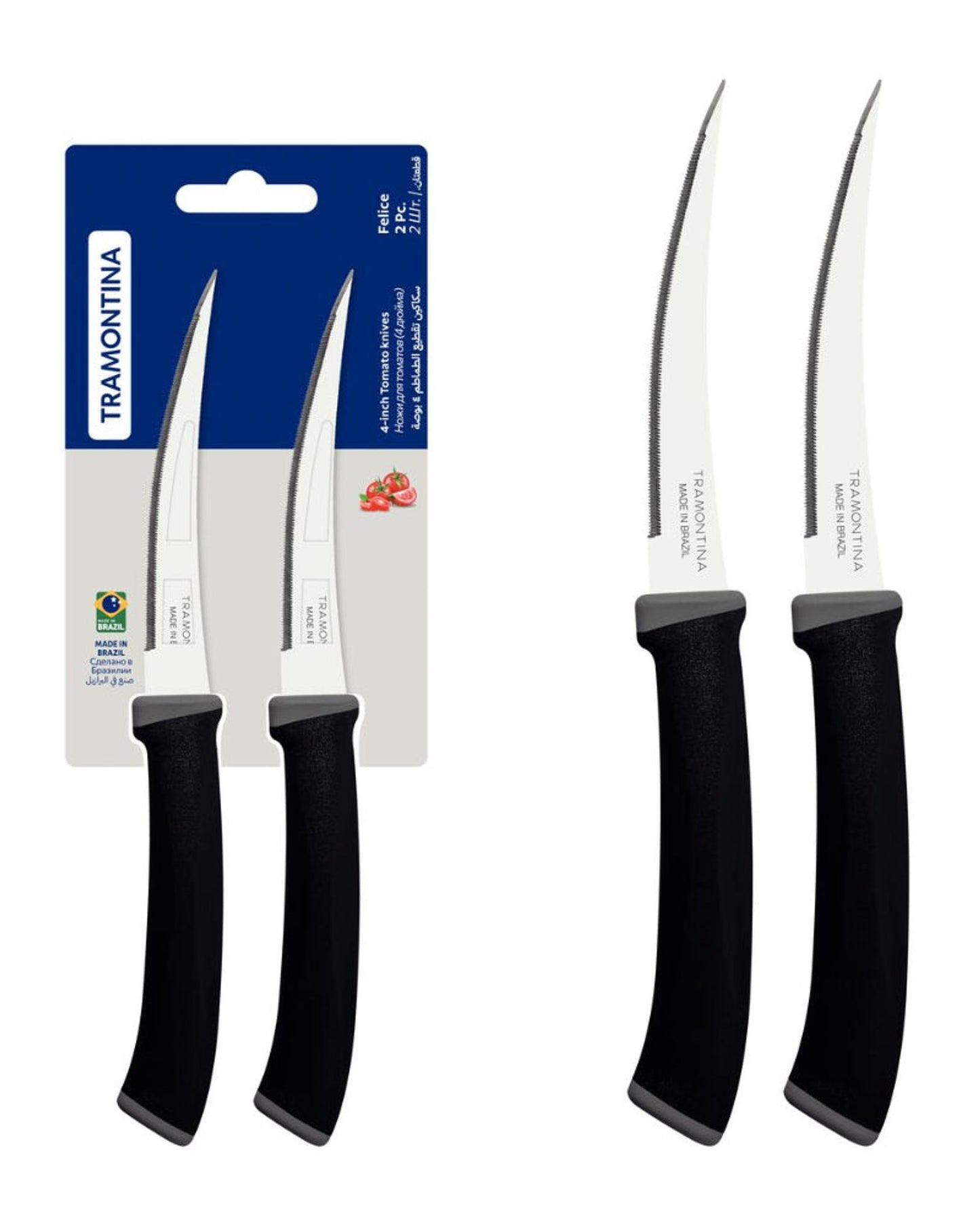Tramontina Felice Tomato Knives 2Pc Black