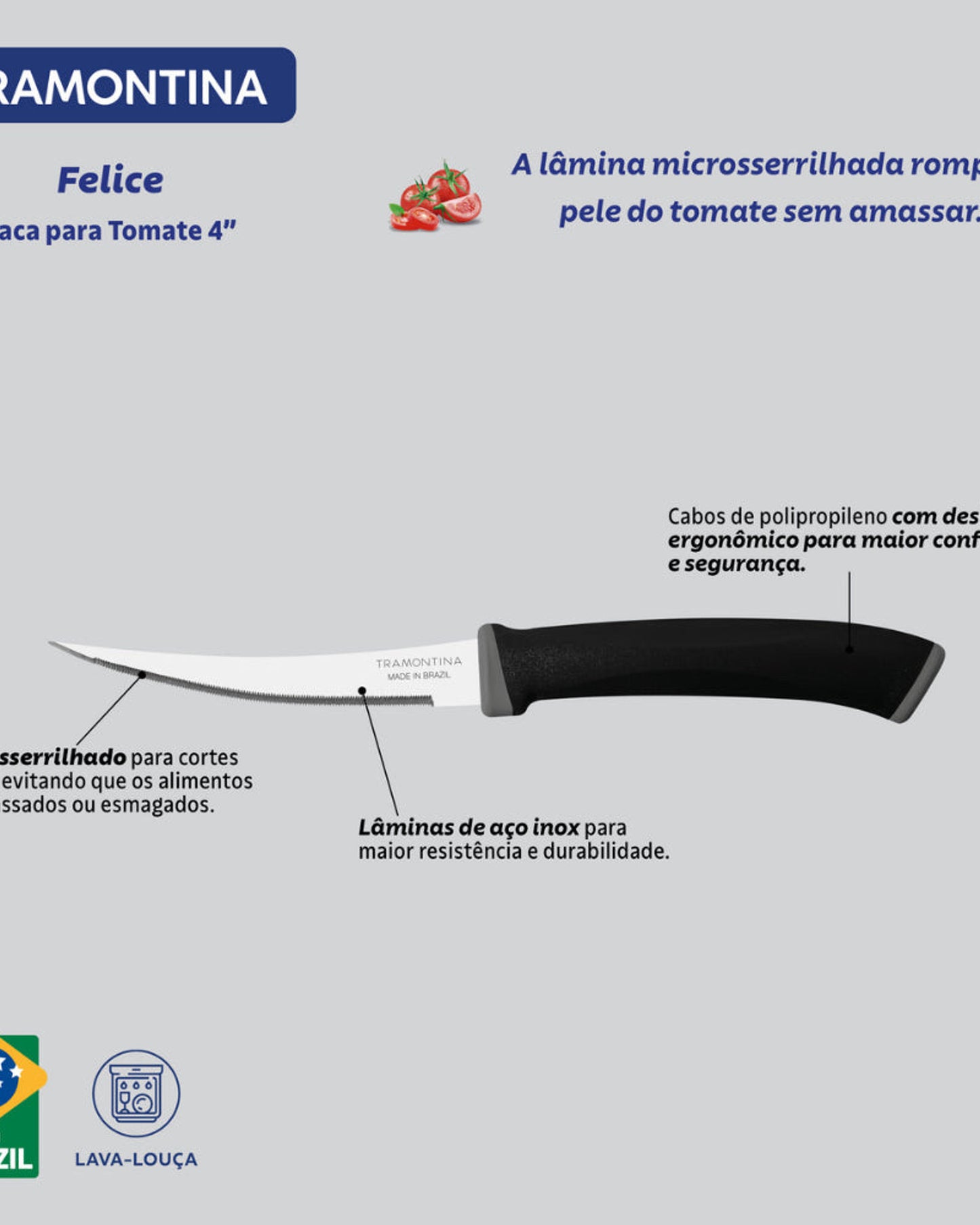 Tramontina Felice Tomato Knives 2Pc Black