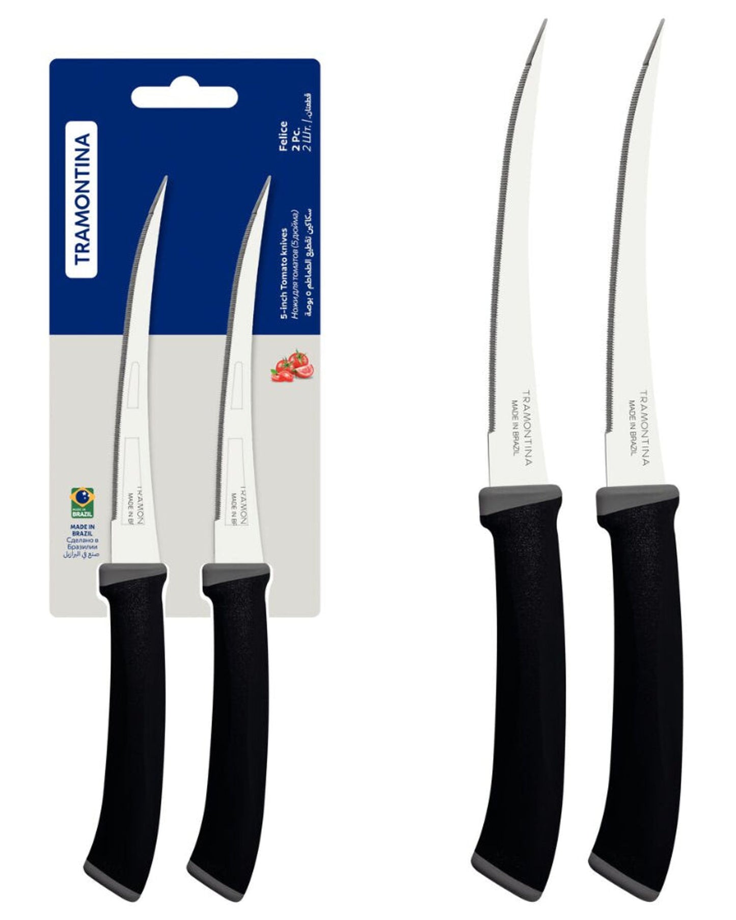 Tramontina Felice Tomato Knives 2Pc Black