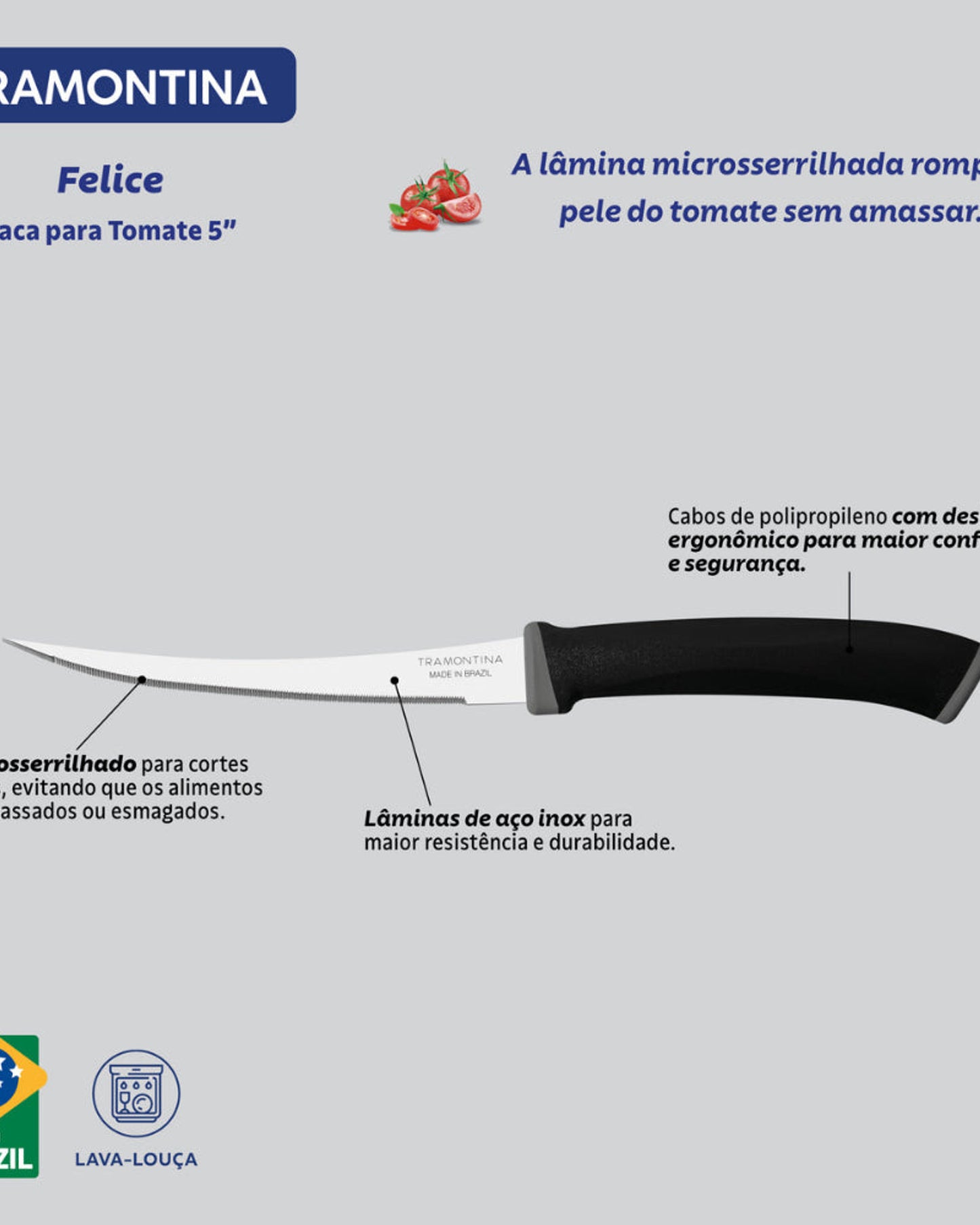 Tramontina Felice Tomato Knives 2Pc Black