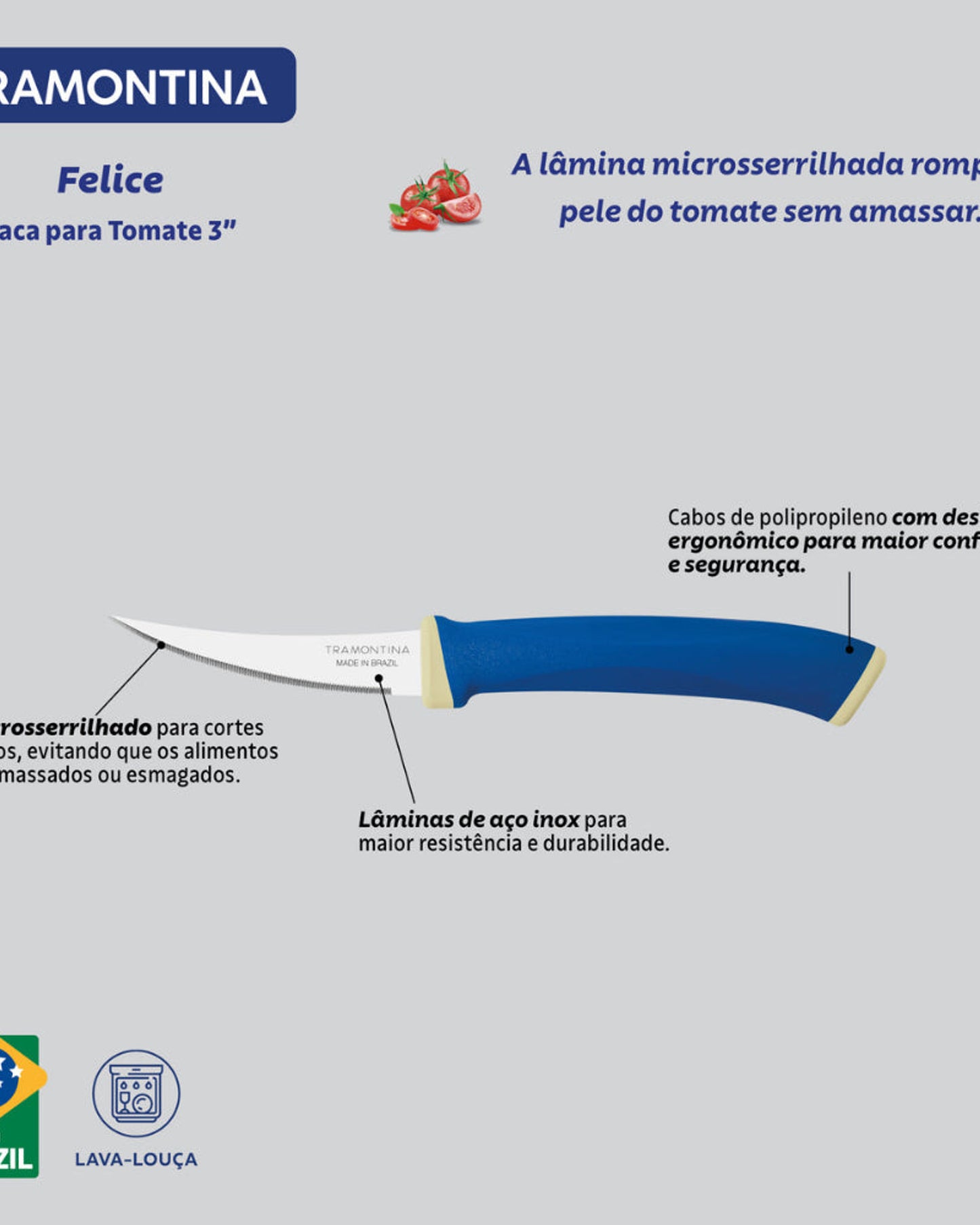 Tramontina Felice Tomato Knives 2Pc Blue