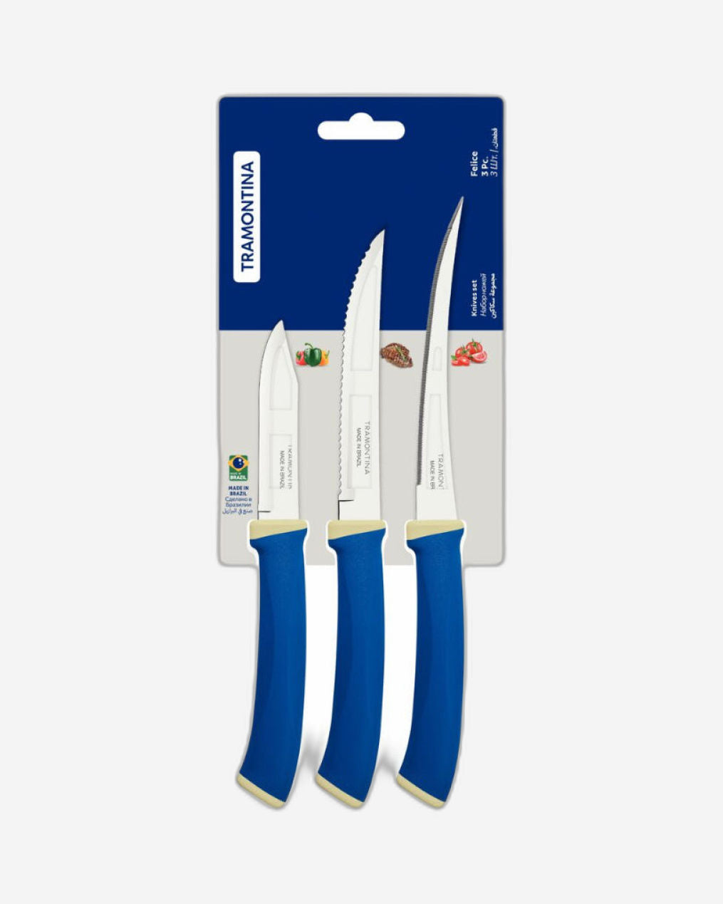 Tramontina Felice Knife Set 3Pc Blue