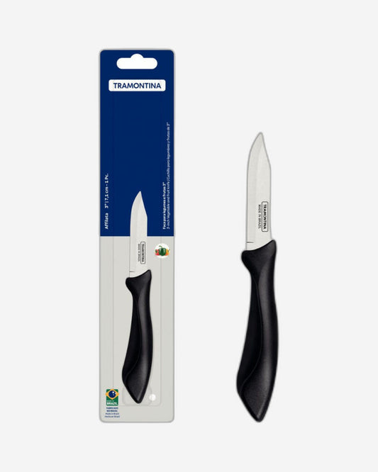 Tramontina Affilata 3" Vegetable and Fruit Knife with Stainless-Steel Blade and Black Polypropylene Handle