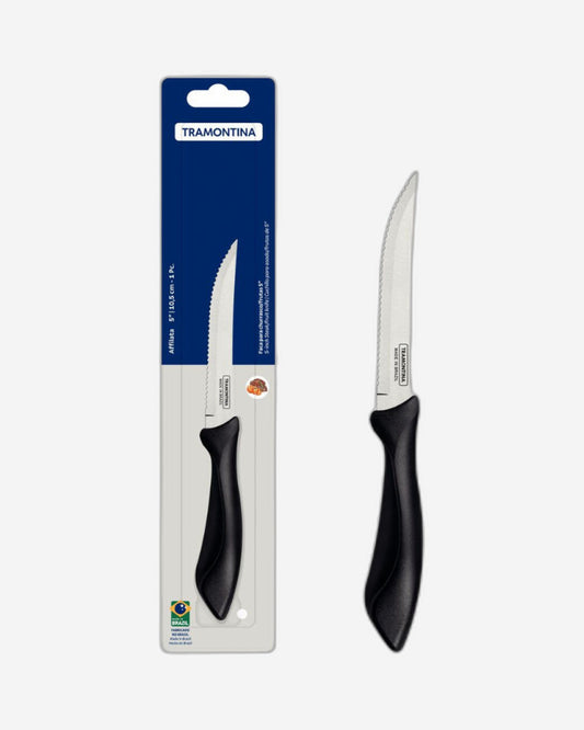 Tramontina Affilata 5" Steak and Fruit Knife with Stainless-Steel Blade and Black Polypropylene Handle