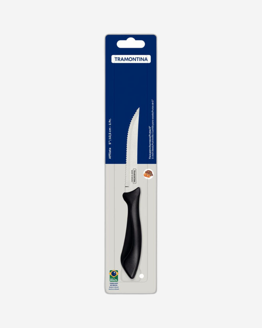 Tramontina Affilata 5" Steak and Fruit Knife with Stainless-Steel Blade and Black Polypropylene Handle