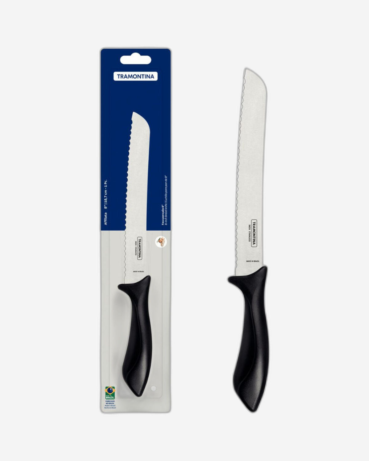 Tramontina Affilata 8" Bread Knife with Stainless-Steel Blade and Black Polypropylene Handle