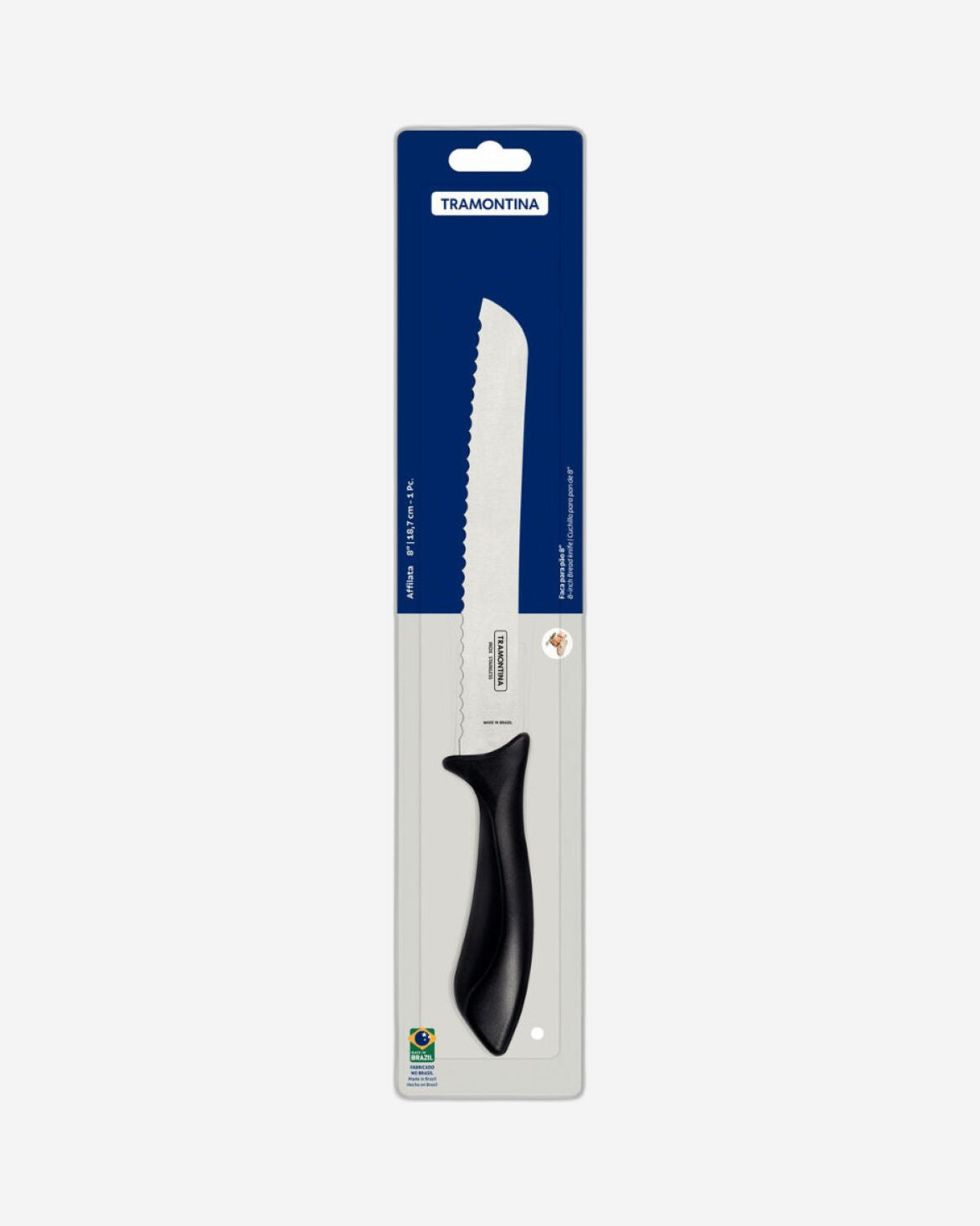 Tramontina Affilata 8" Bread Knife with Stainless-Steel Blade and Black Polypropylene Handle