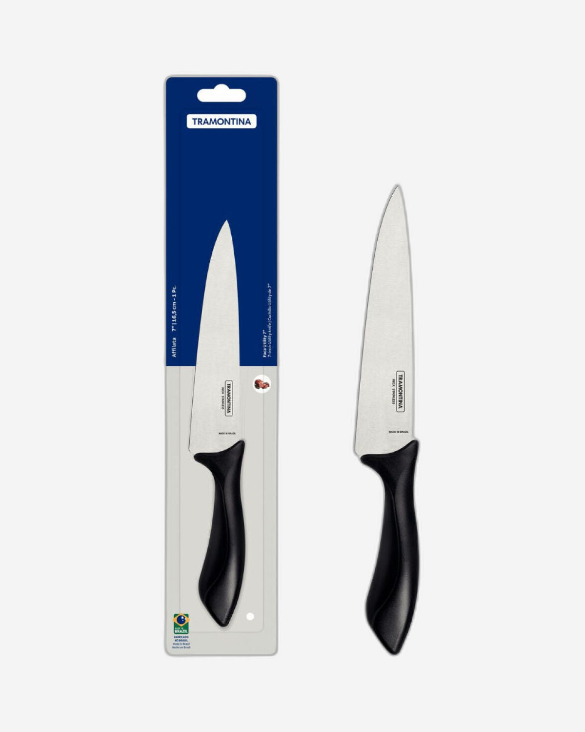 Tramontina Affilata 7" Utility Knife with Stainless-Steel Blade and Black Polypropylene Handle