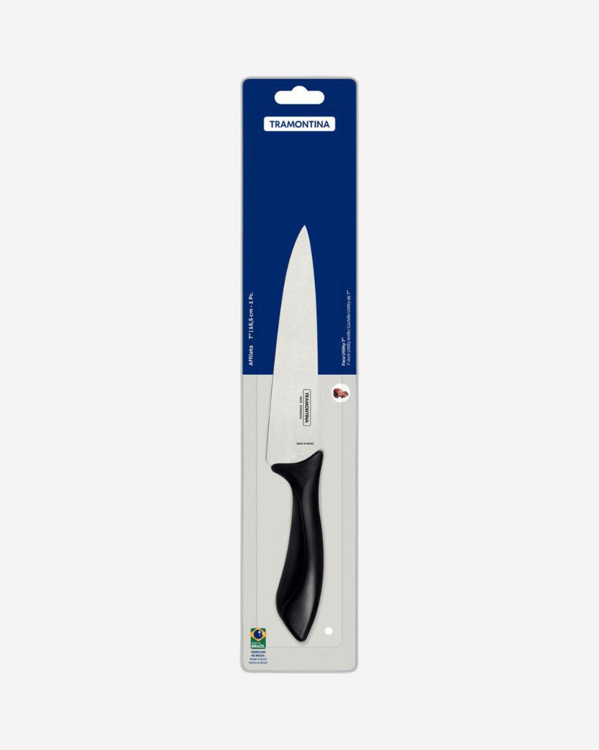 Tramontina Affilata 7" Utility Knife with Stainless-Steel Blade and Black Polypropylene Handle
