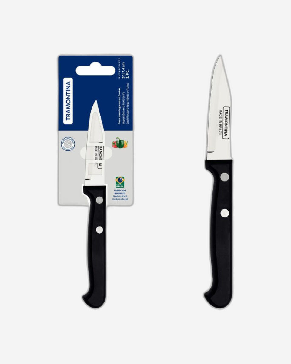 Tramontina Ultracorte 3" Vegetable and Fruit Knife with Stainless Steel Blade and Black Polypropylene Handle