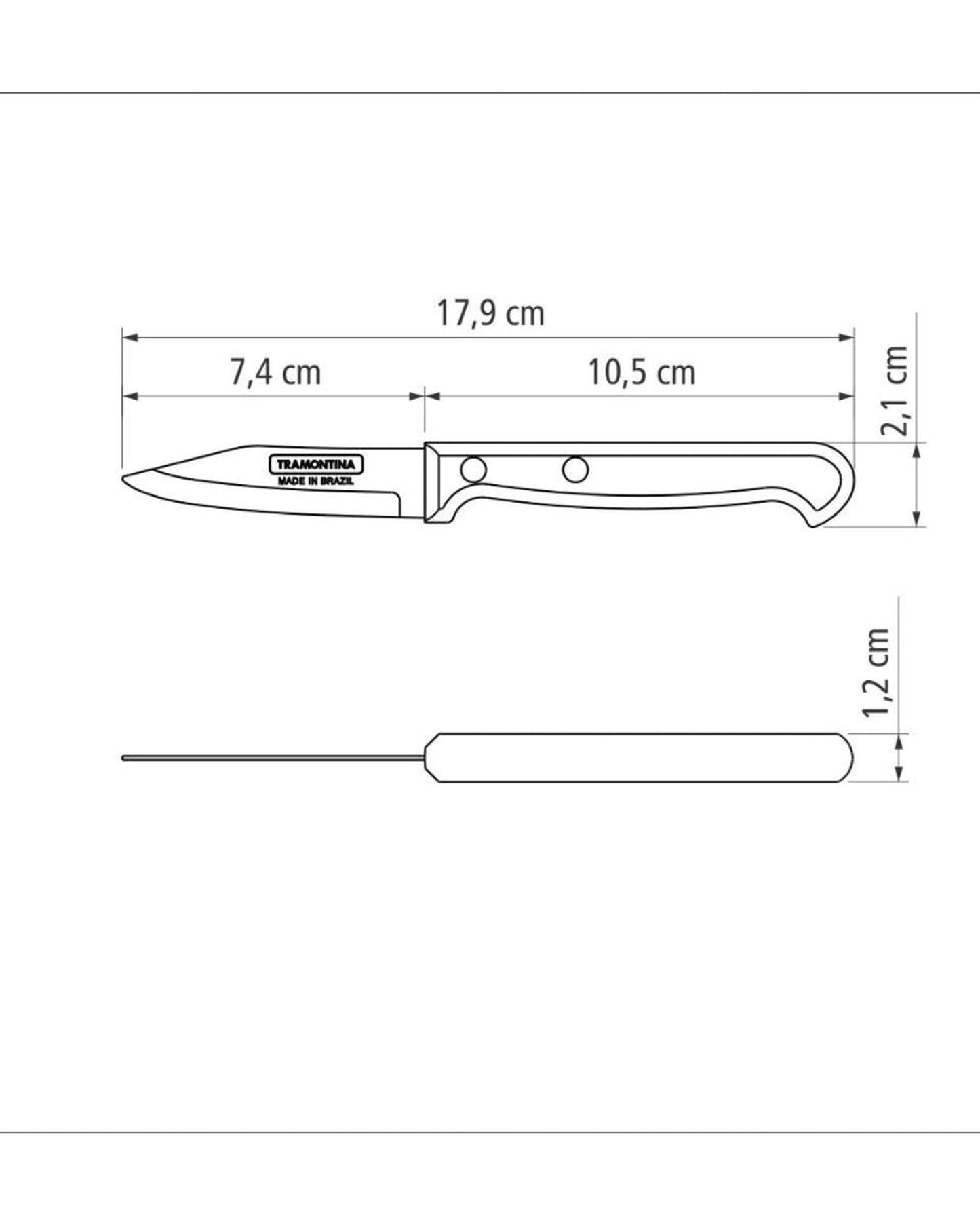 Tramontina Ultracorte 3" Vegetable and Fruit Knife with Stainless Steel Blade and Black Polypropylene Handle