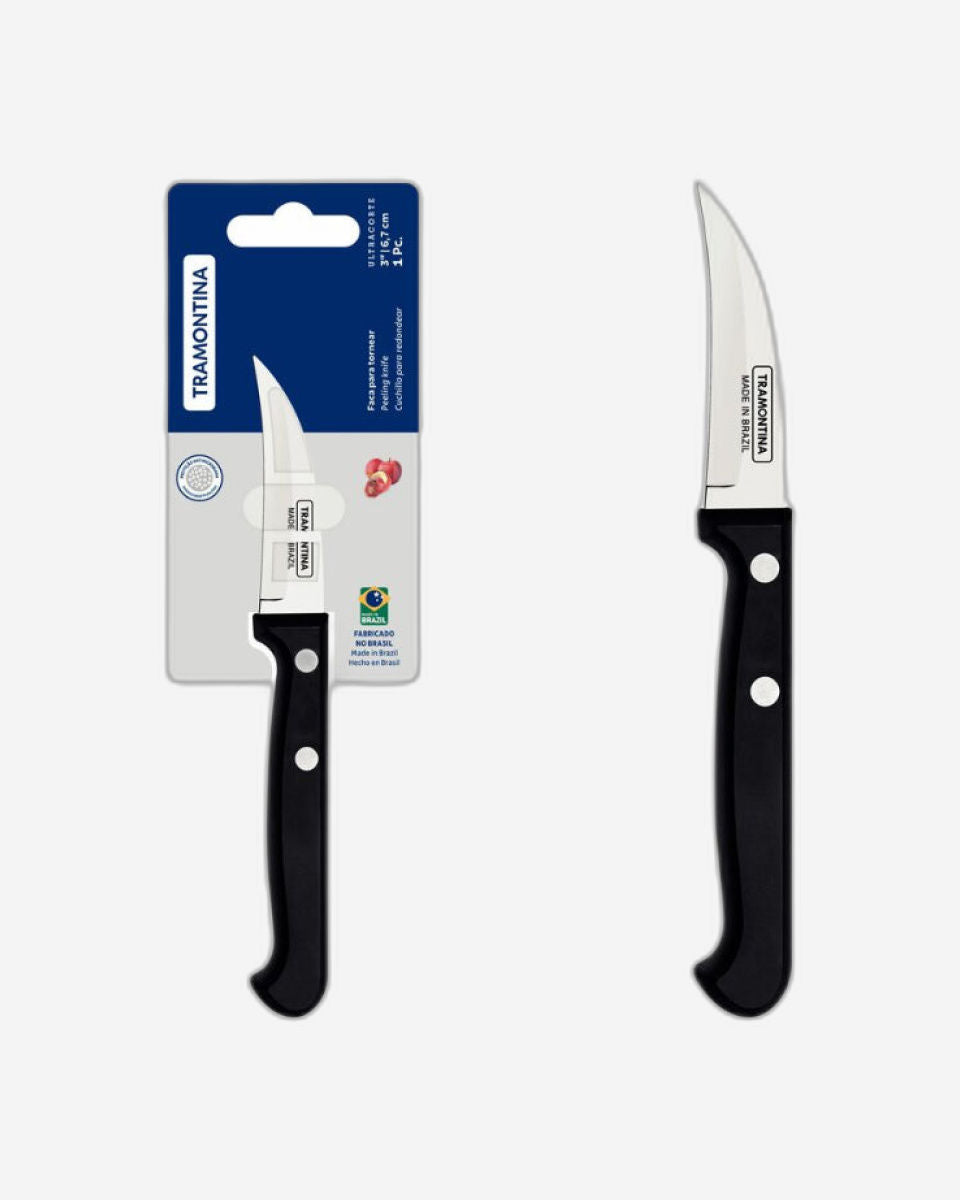 Tramontina Ultracorte 3" Peeling Fruit Knife with Stainless-Steel Blade and Black Polypropylene Handle