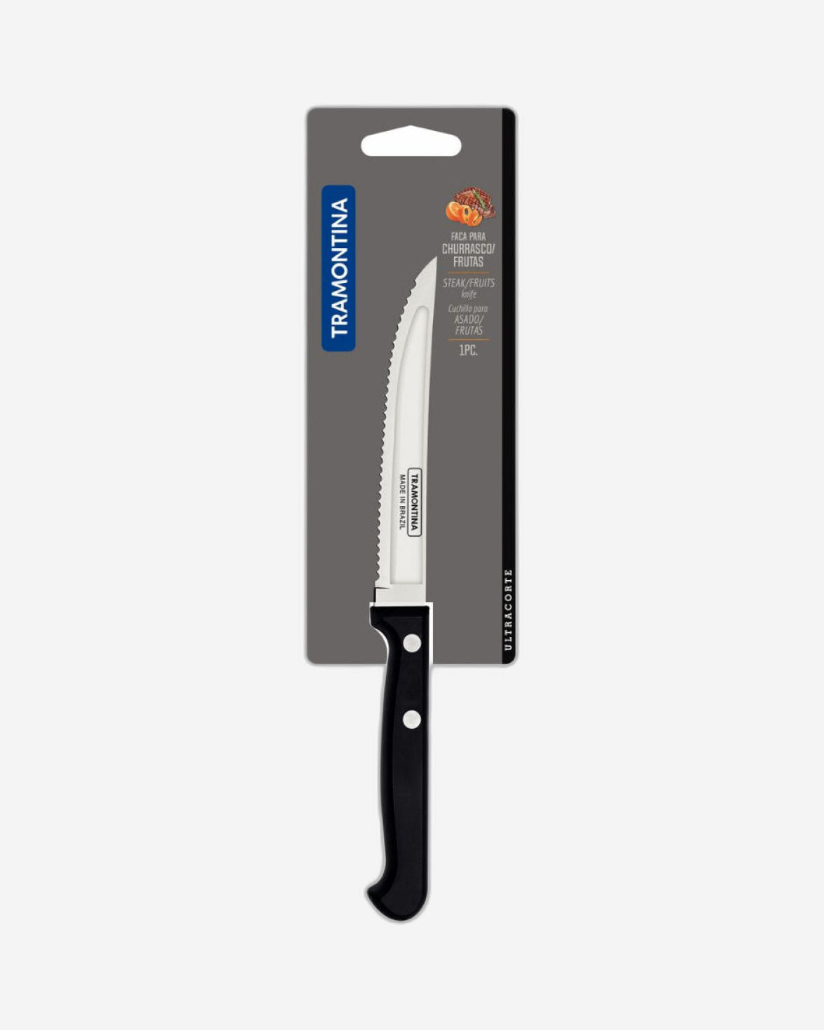 Tramontina Ultracorte 5" Steak Knife with Stainless Steel Blade and Black Polypropylene Handle