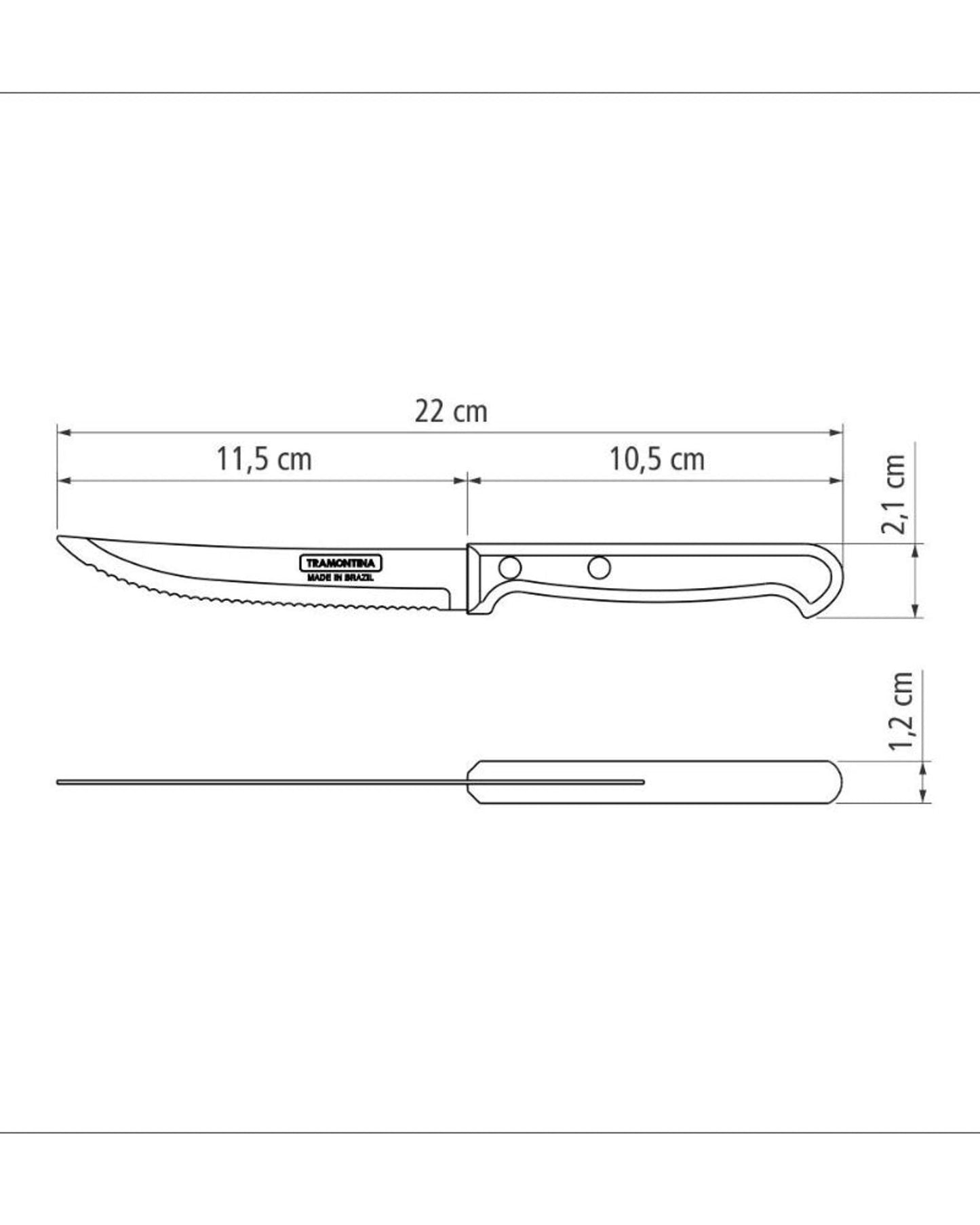 Tramontina Ultracorte 5" Steak Knife with Stainless Steel Blade and Black Polypropylene Handle