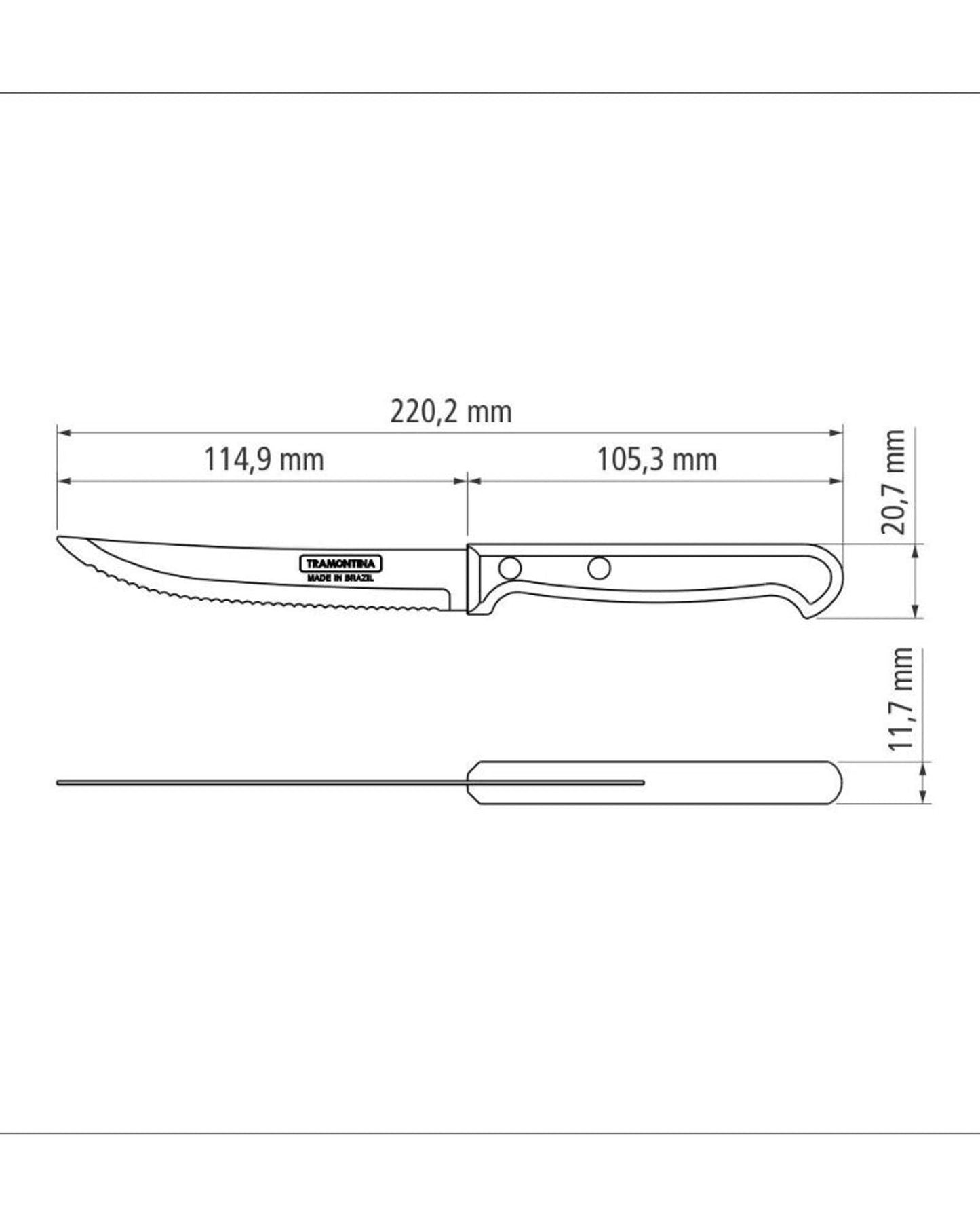 Tramontina Ultracorte 5" Steak Knife with Stainless Steel Blade and Black Polypropylene Handle
