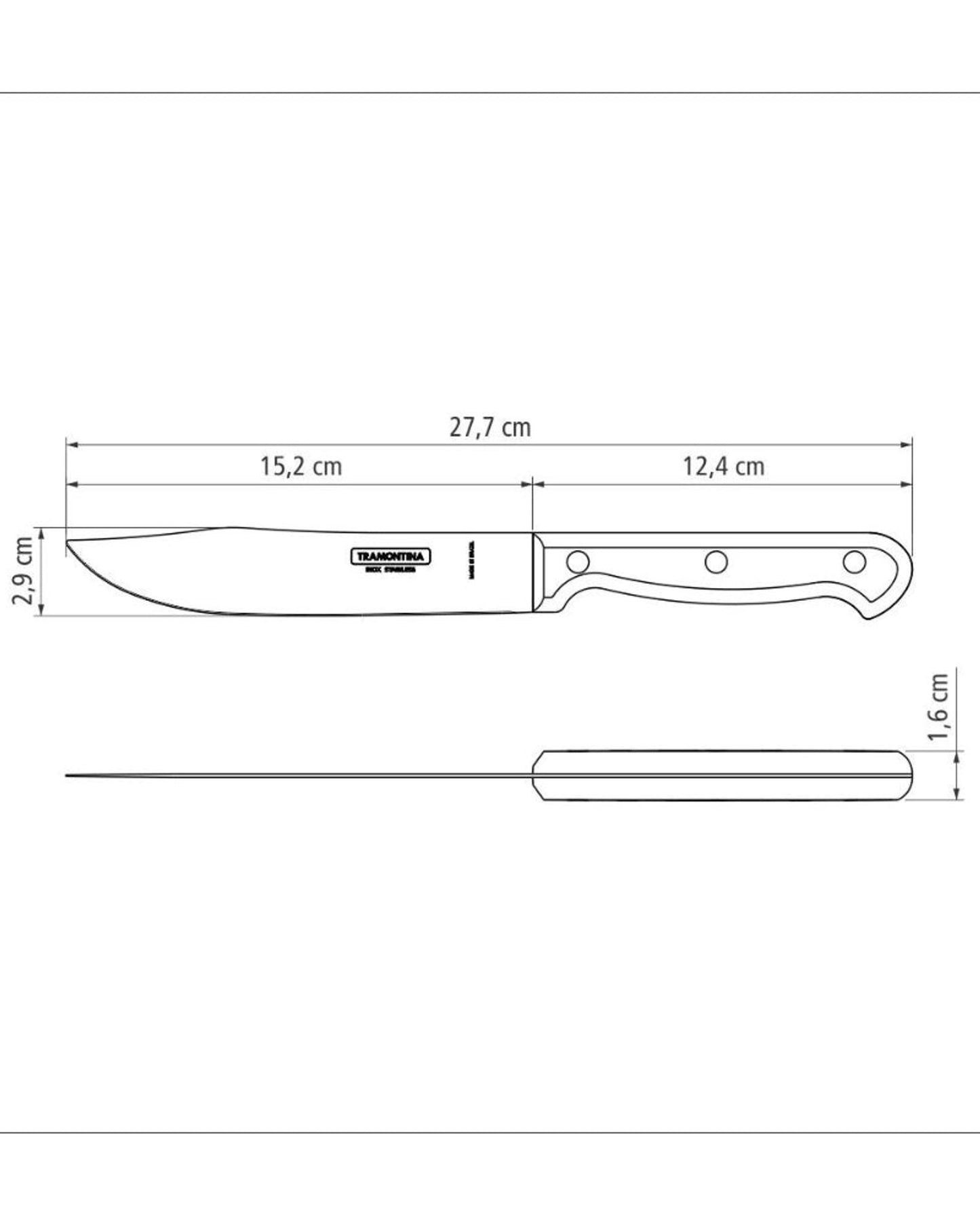 Tramontina Ultracorte 6" Kitchen Knife with Stainless-Steel Blade and Black Polypropylene Handle