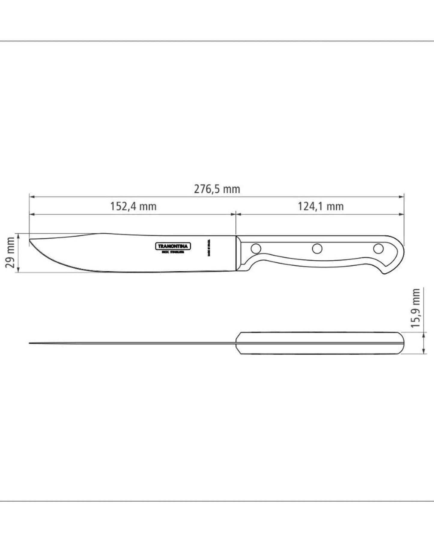 Tramontina Ultracorte 6" Kitchen Knife with Stainless-Steel Blade and Black Polypropylene Handle