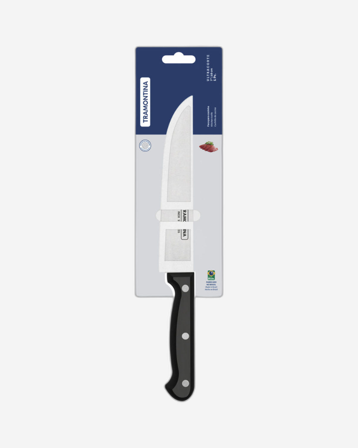 Tramontina Ultracorte 7" Kitchen Knife with Stainless-Steel Blade and Black Polypropylene Handle