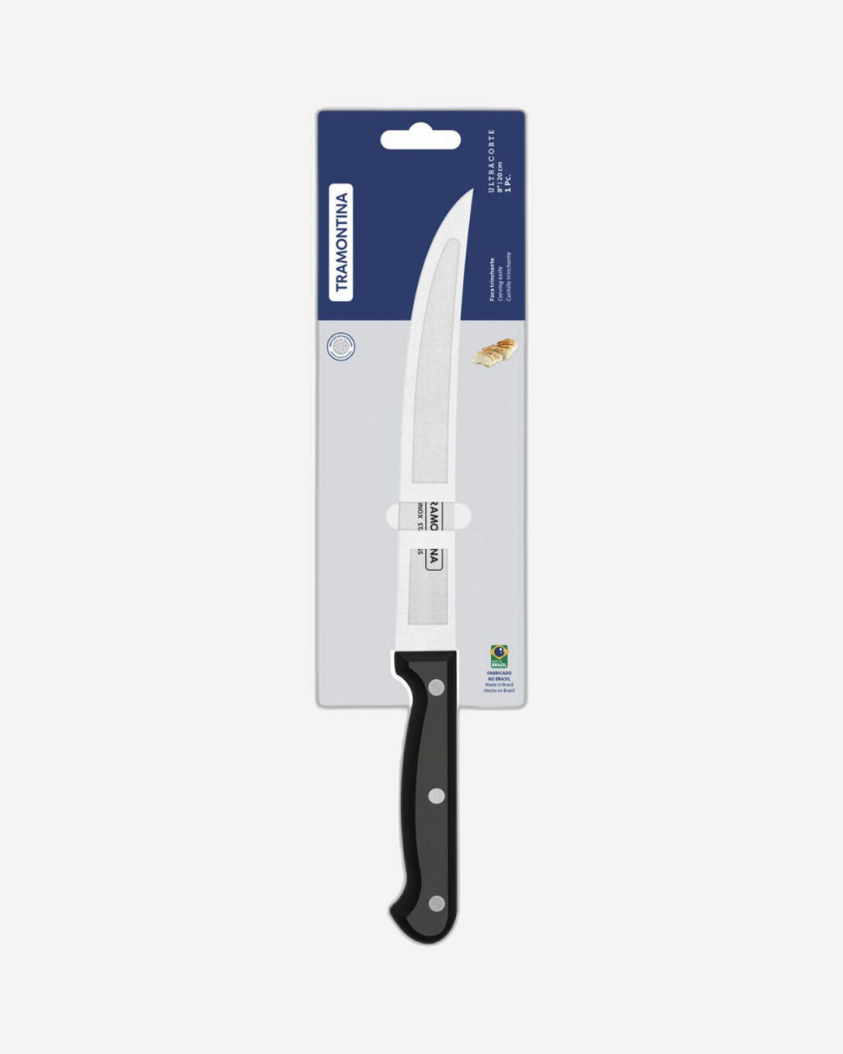Tramontina Ultracorte 8" Carving Knife with Stainless Steel Blade and Black Polypropylene Handle