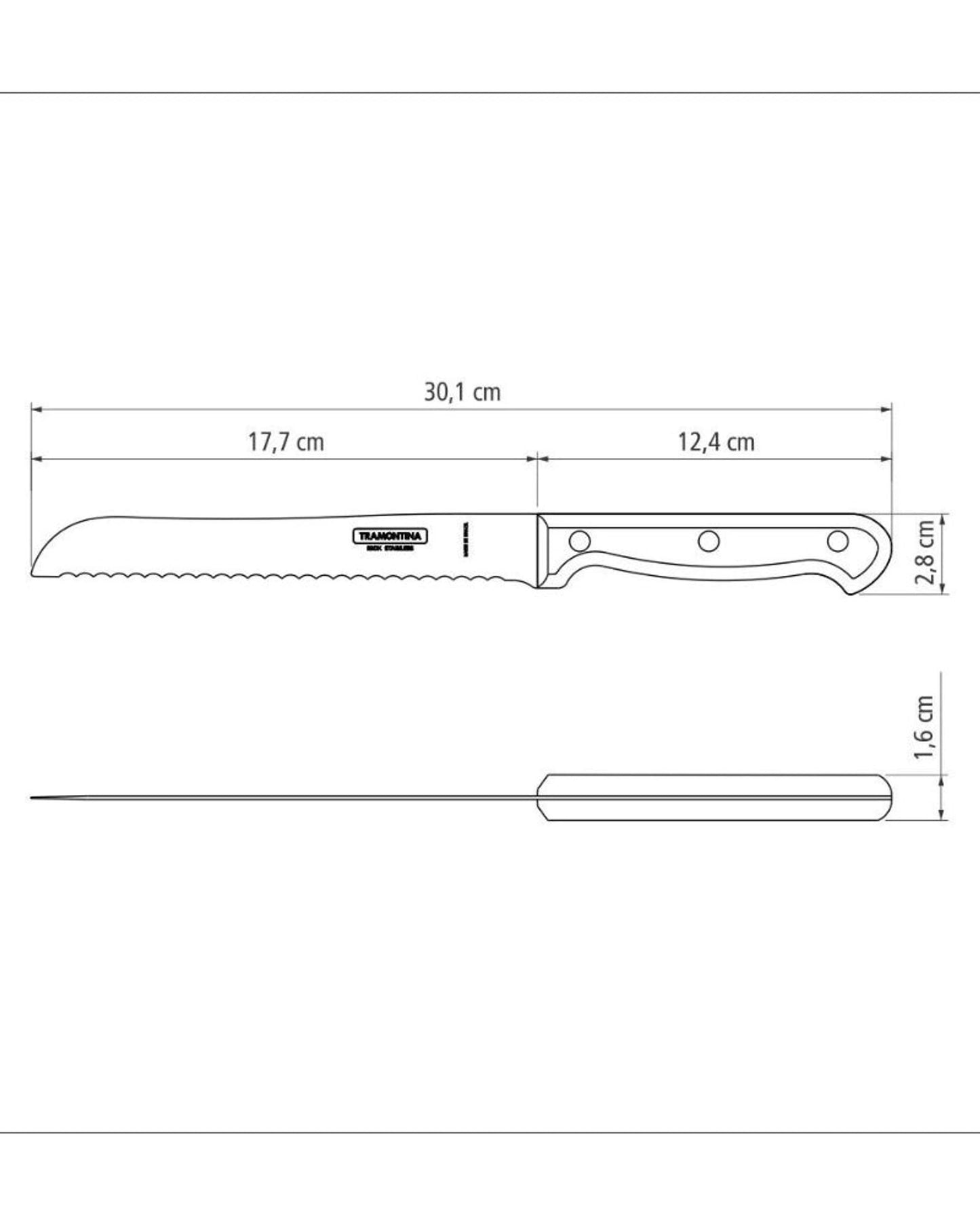 Tramontina Ultracorte 7" Bread Knife with Stainless-Steel Blade and Black Polypropylene Handle
