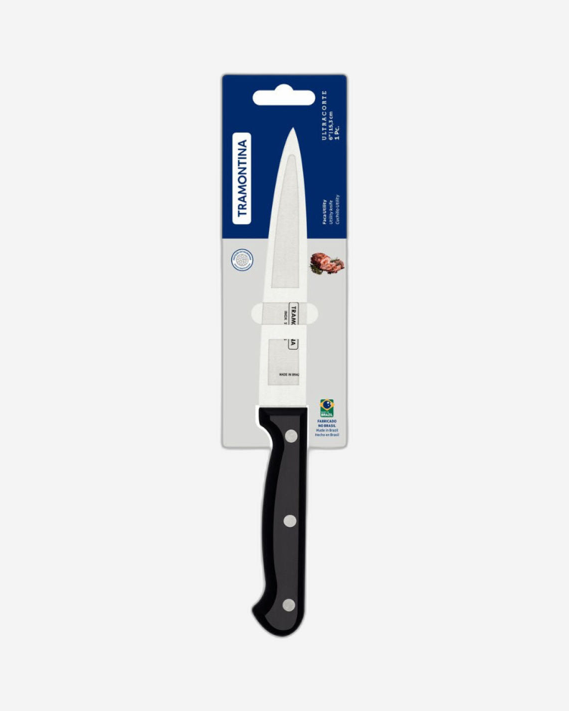 Tramontina Ultracorte 6" Utility Knife with Stainless-Steel Blade and Black Polypropylene Handle