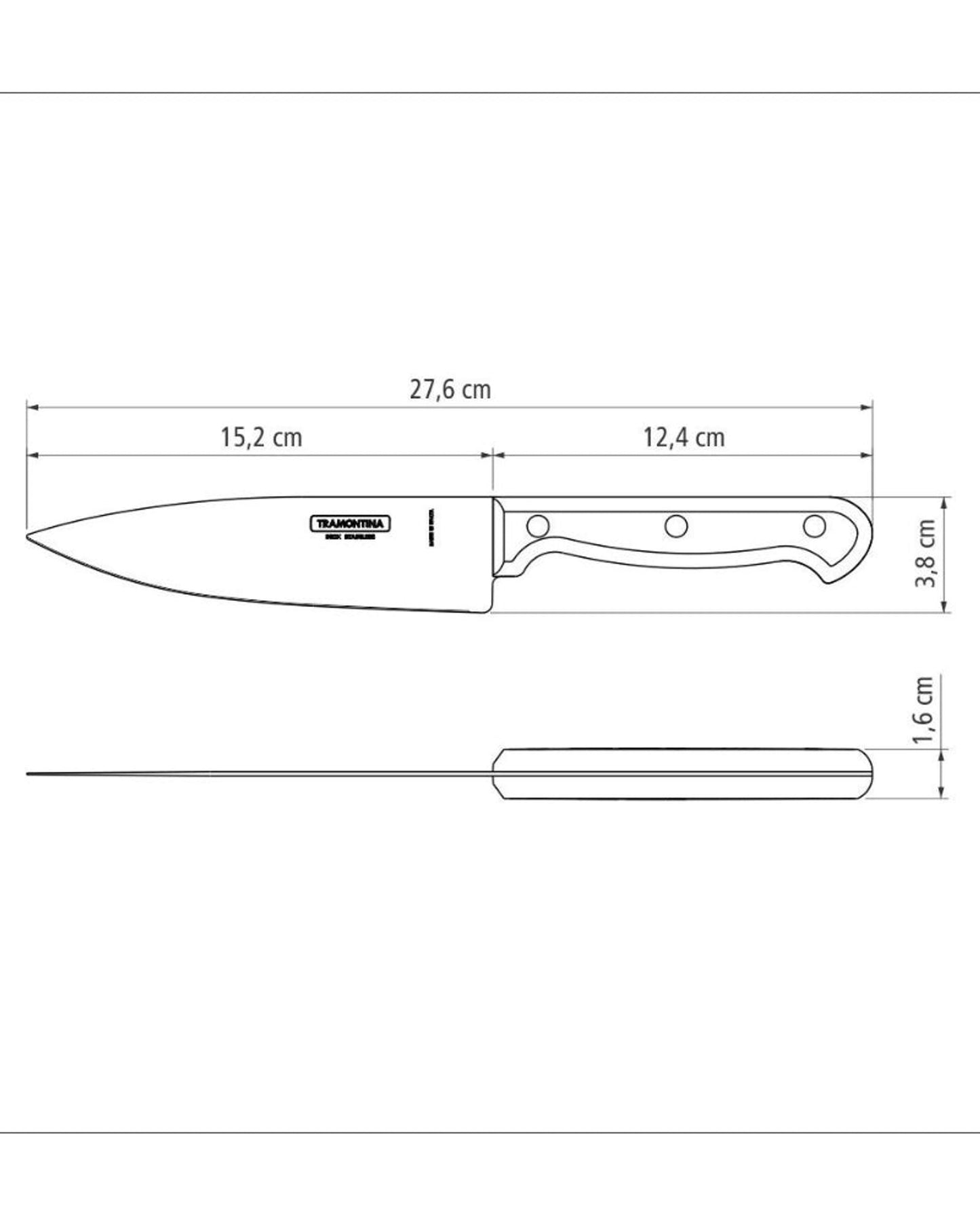 Tramontina Ultracorte 6" Chef's Knife with Stainless-Steel Blade and Black Polypropylene Handle
