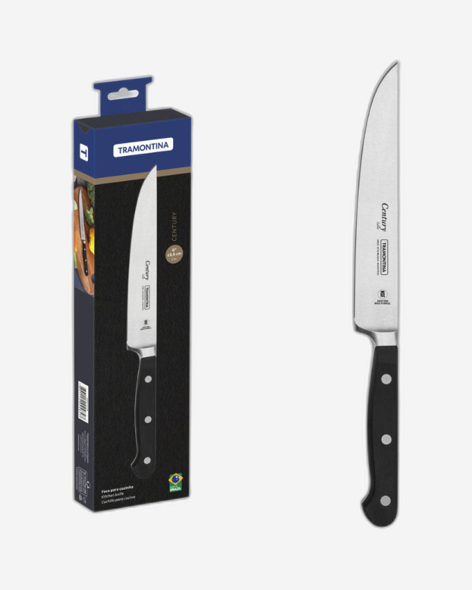 Tramontina Century 6" Kitchen knife with Stainless-Steel Blade and Black Polycarbonate Handle