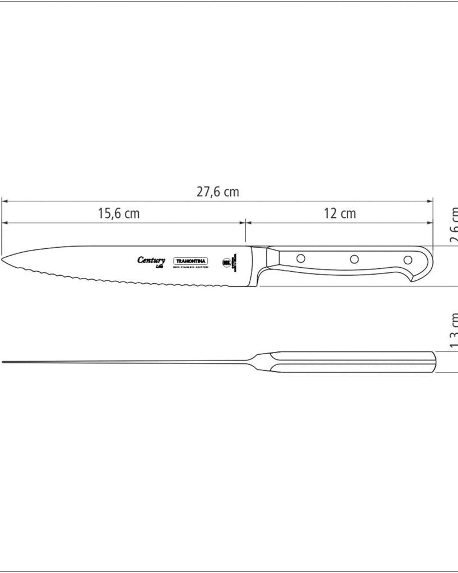 Tramontina Brazil  Century 6 Inches Carving Knife with Stainless Steel Blade and Black Polycarbonate Handle