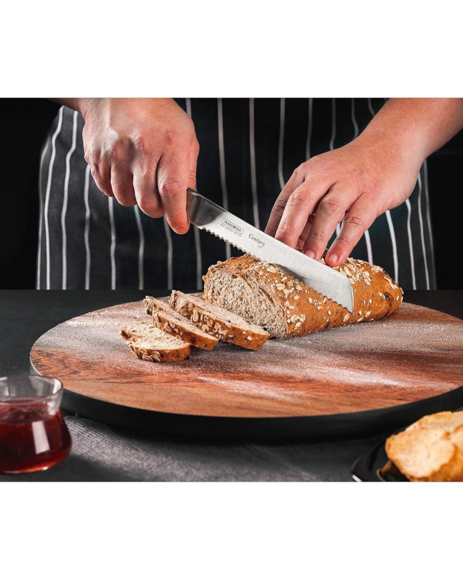 Tramontina Brazil  Century 8 Inches Bread Knife with Stainless Steel Blade and Black Polycarbonate Handle