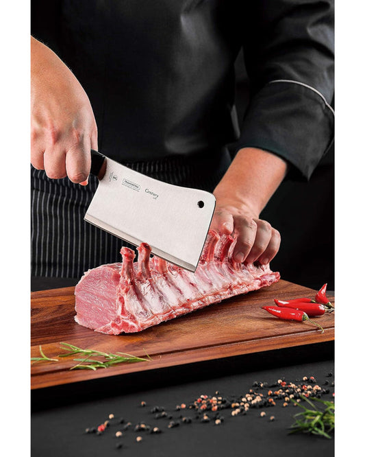 Tramontina Brazil  Century 6 Inches Cleaver Knife with Stainless Steel Blade and Black Polycarbonate Handle