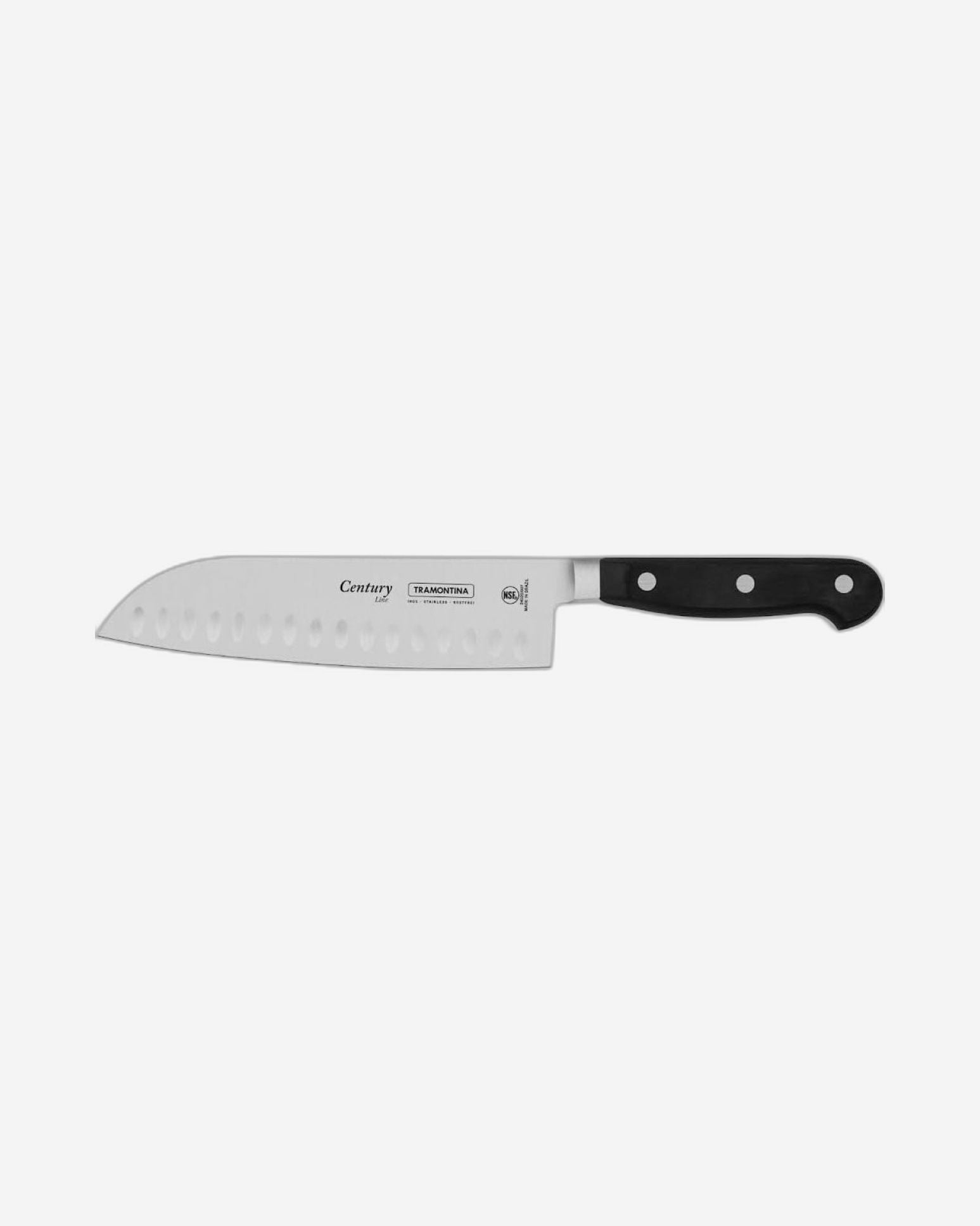 Tramontina Brazil  Century 7 Inches Santoku Knife with Stainless Steel Blade and Black Polycarbonate Handle