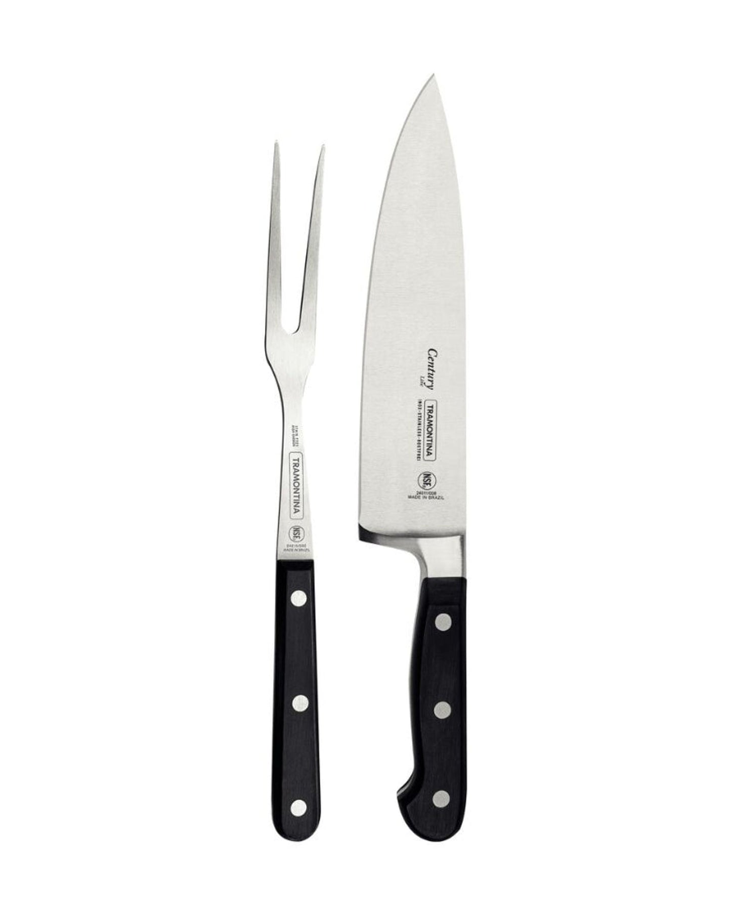 Tramontina Century 2-Piece Carving Set with Stainless Steel Blades Black Polycarbonate Handles