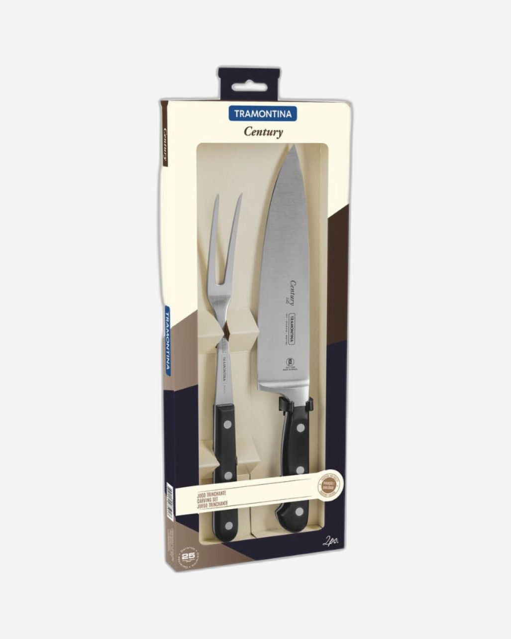 Tramontina Century 2-Piece Carving Set with Stainless Steel Blades Black Polycarbonate Handles