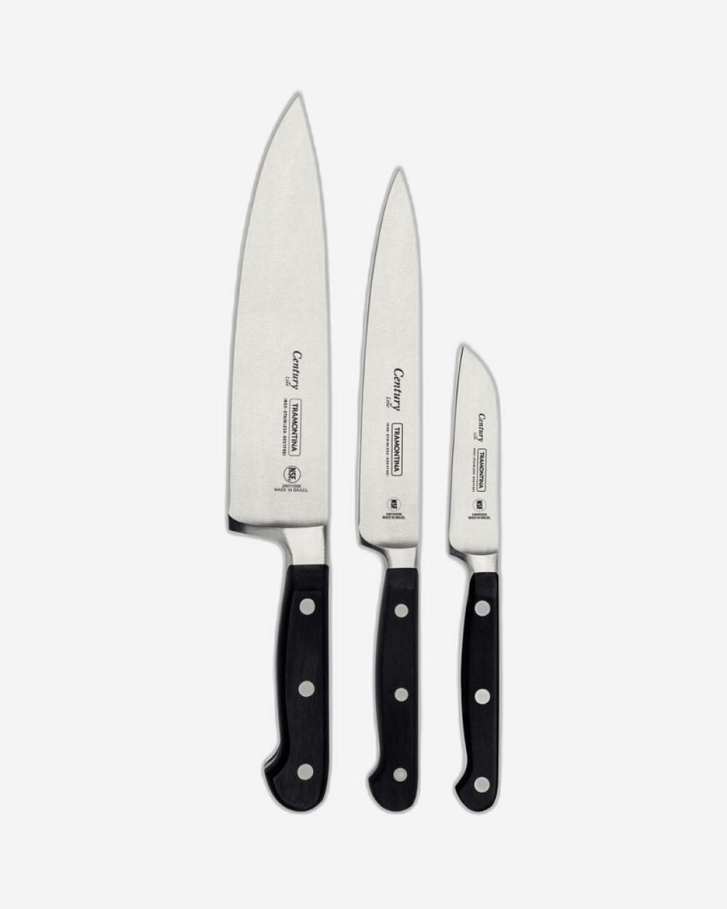 Tramontina Century 3-Piece Knife Set with Stainless-Steel Blade and Black Polycarboneto Handles