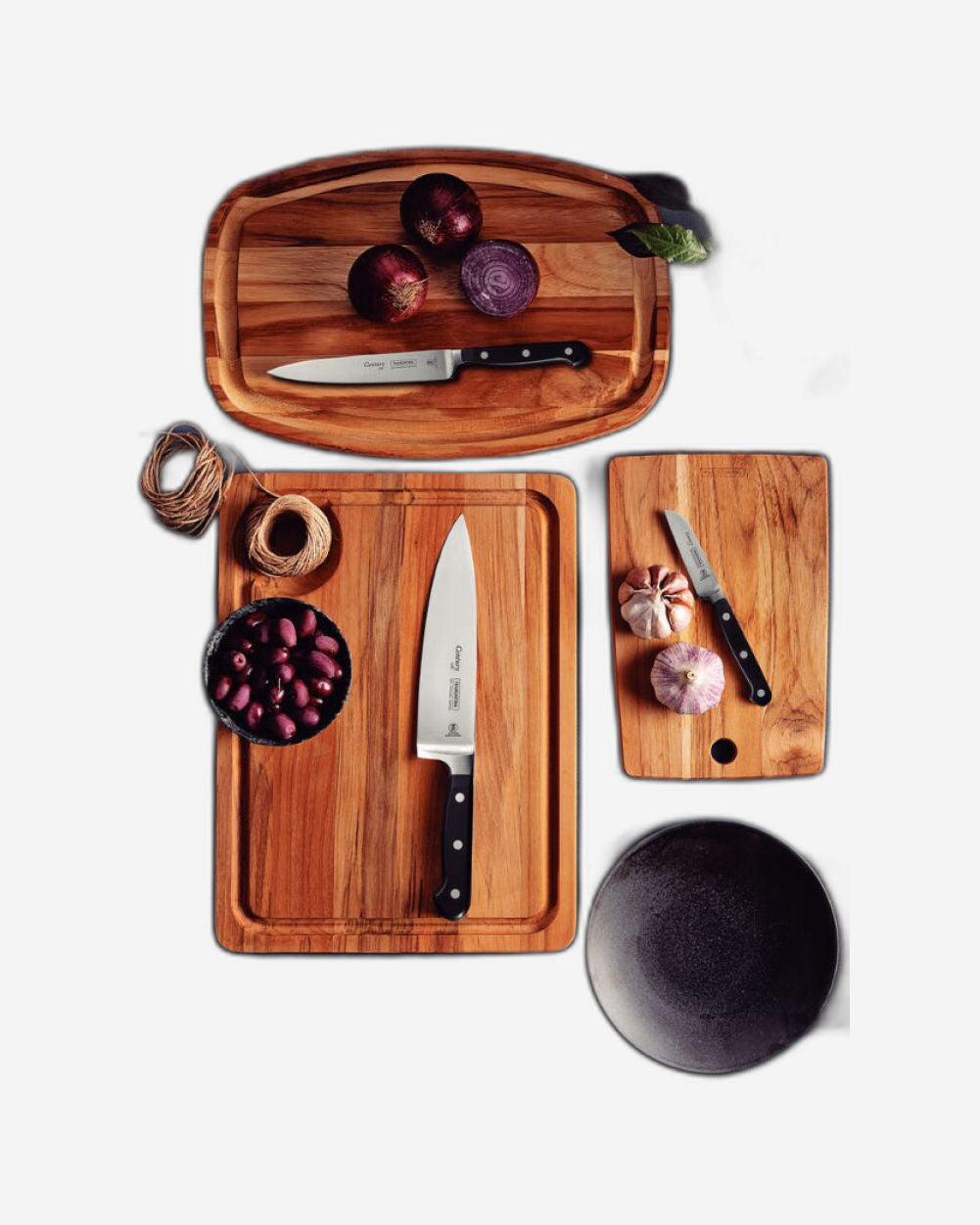 Tramontina Century 3-Piece Knife Set with Stainless-Steel Blade and Black Polycarboneto Handles