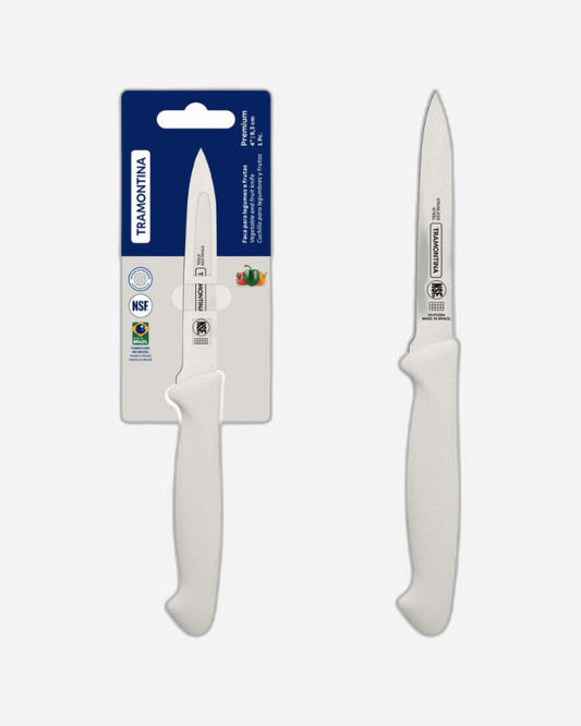 Tramontina Premium 4" Vegetable and Fruit knife with Stainless Steel Blade and White Polypropylene Handle